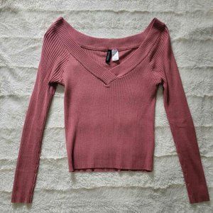 Swoop Neck Pink Sweater, Like New!